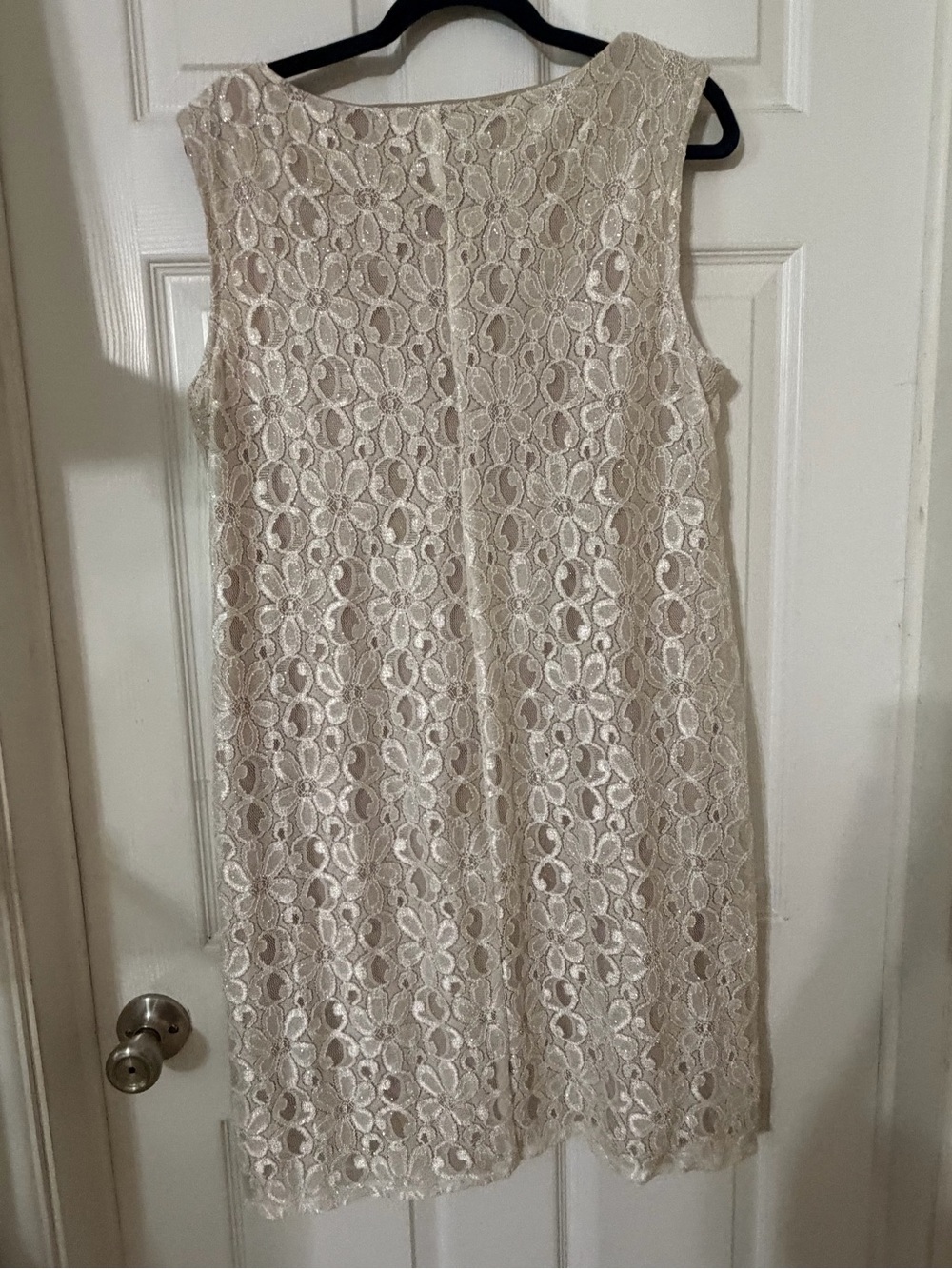 R&M Richards Cream Lace Midi Dress with Pearl Neckline - Picture 12 of 15